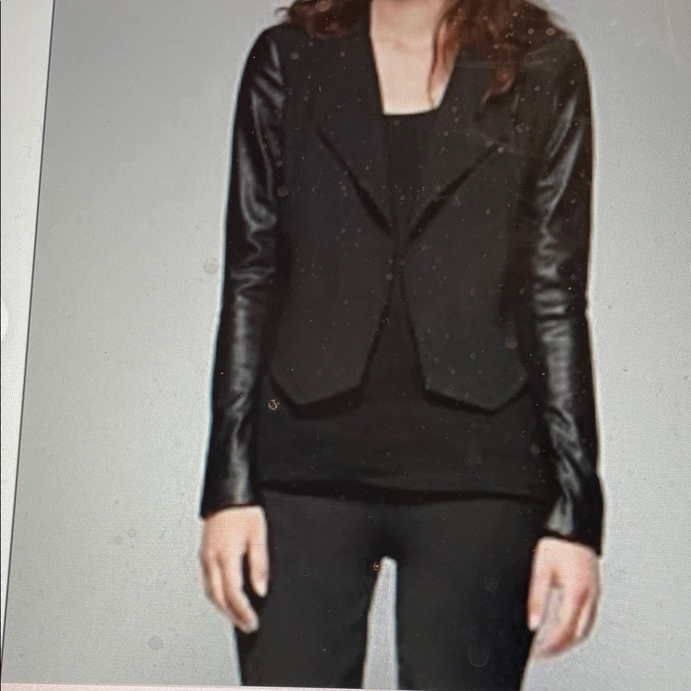 Theory lambskin leather Black open asymmetrical hem blazer/jacket